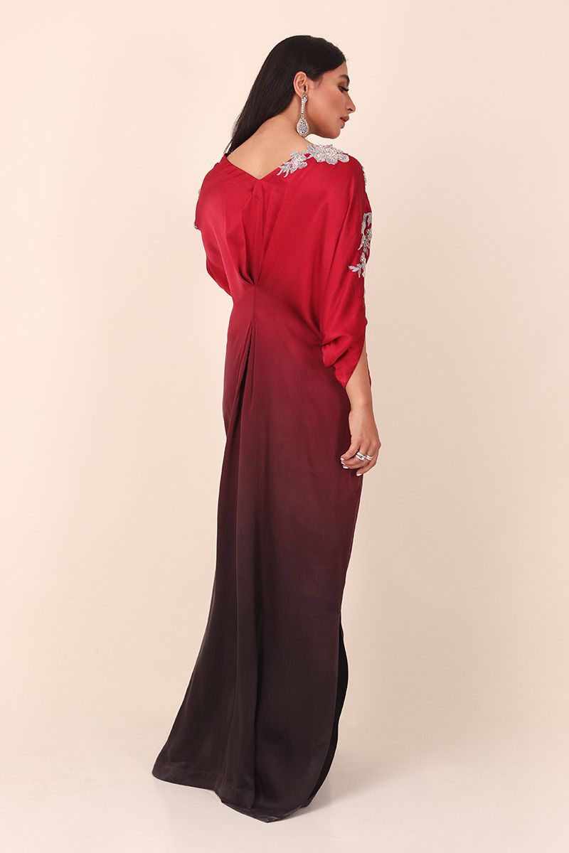Red Ombre Kaftan by Rozina Munib