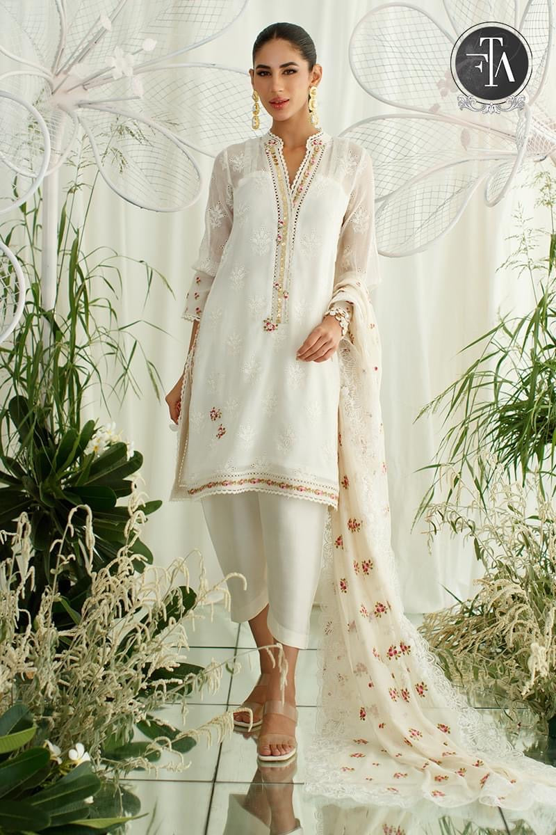 ROSETTE IVORY SHIRT AND DUPATTA BY FTA