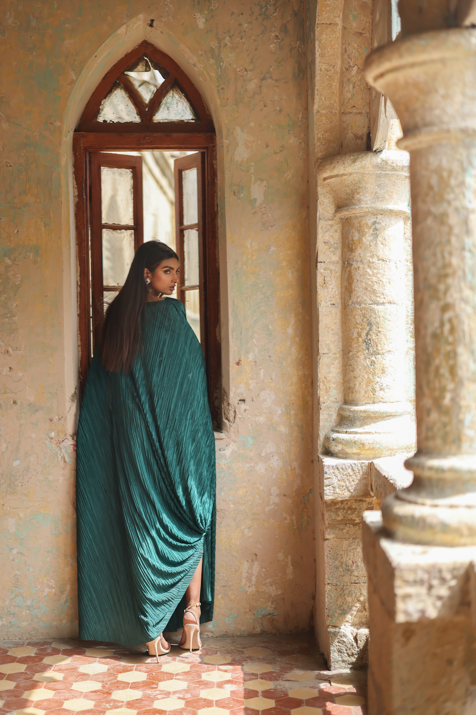 Emerald Green Kaftan By Rozina Munib